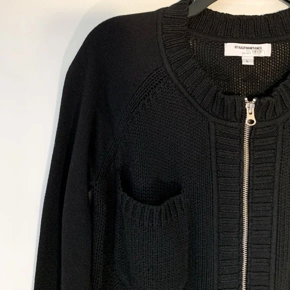 KaufmanFranco Black Zip Knit Cardigan Jacket - Picture 5 of 10